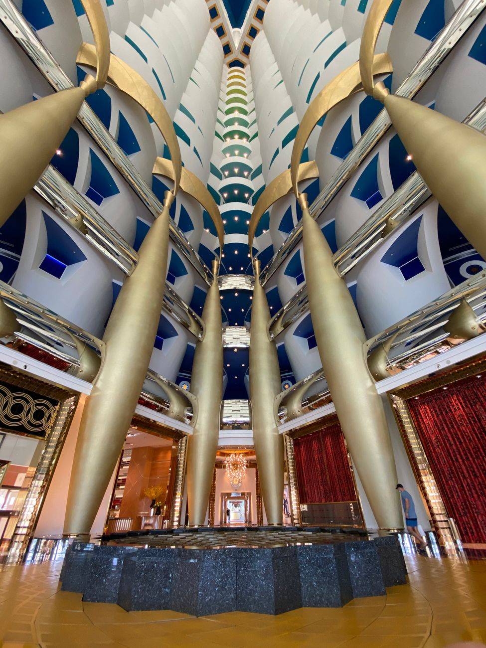 A stunning view inside Burj Al Arab showcasing luxury and architectural elegance.