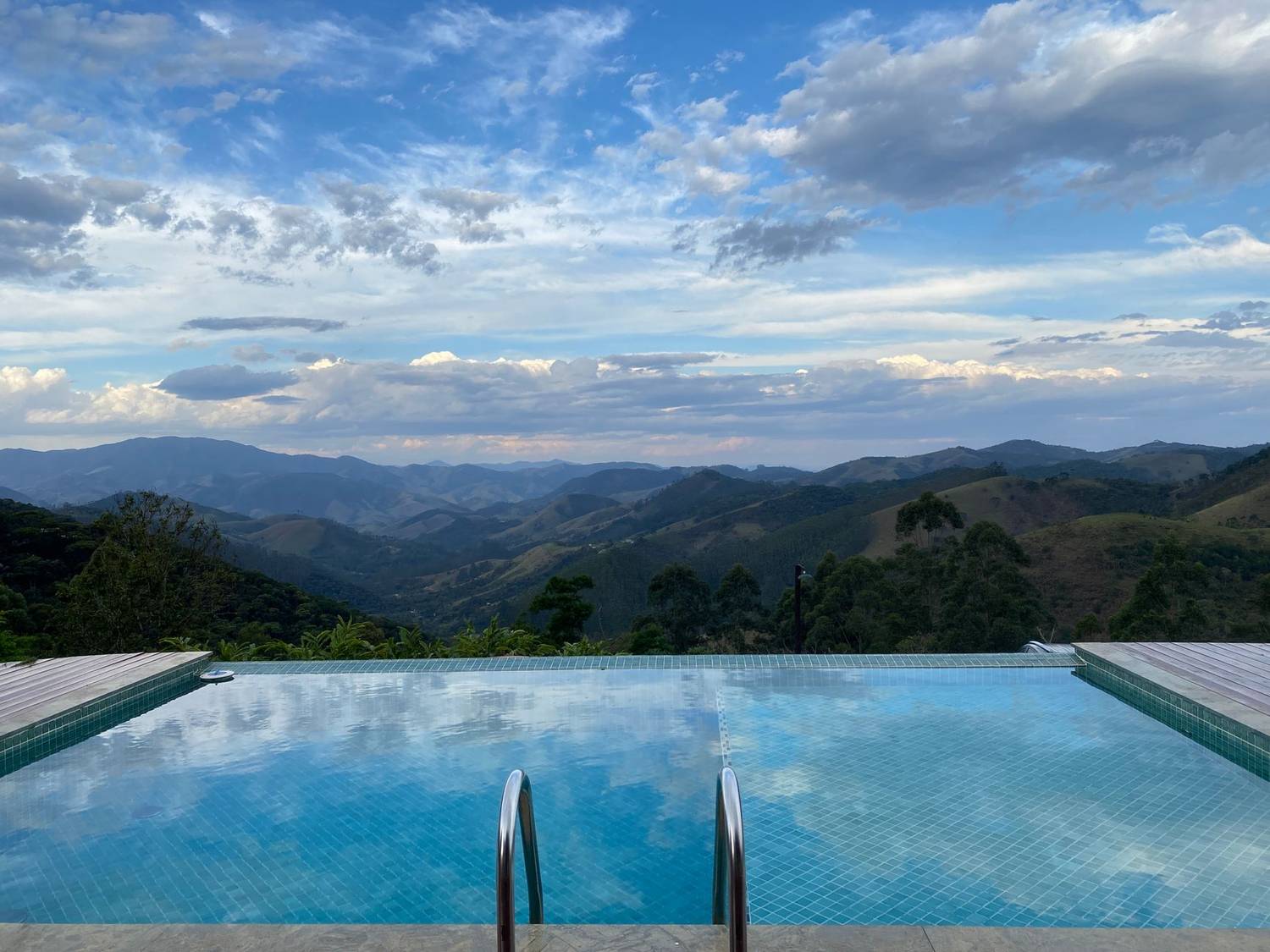 Infinity pool with breathtaking mountain views in Rio de Janeiro, Brazil.